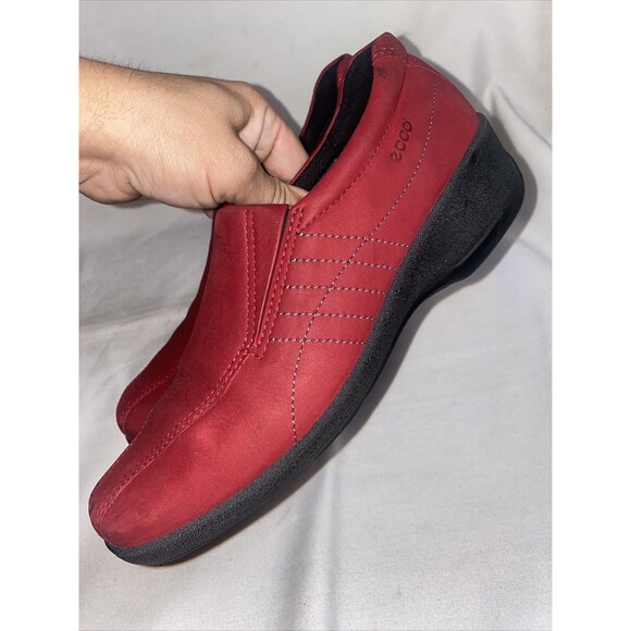 Ecco red leather loafers oxfrord Felicia Womens EU 36 US 5.5 Slip On Wedge - Picture 3 of 13